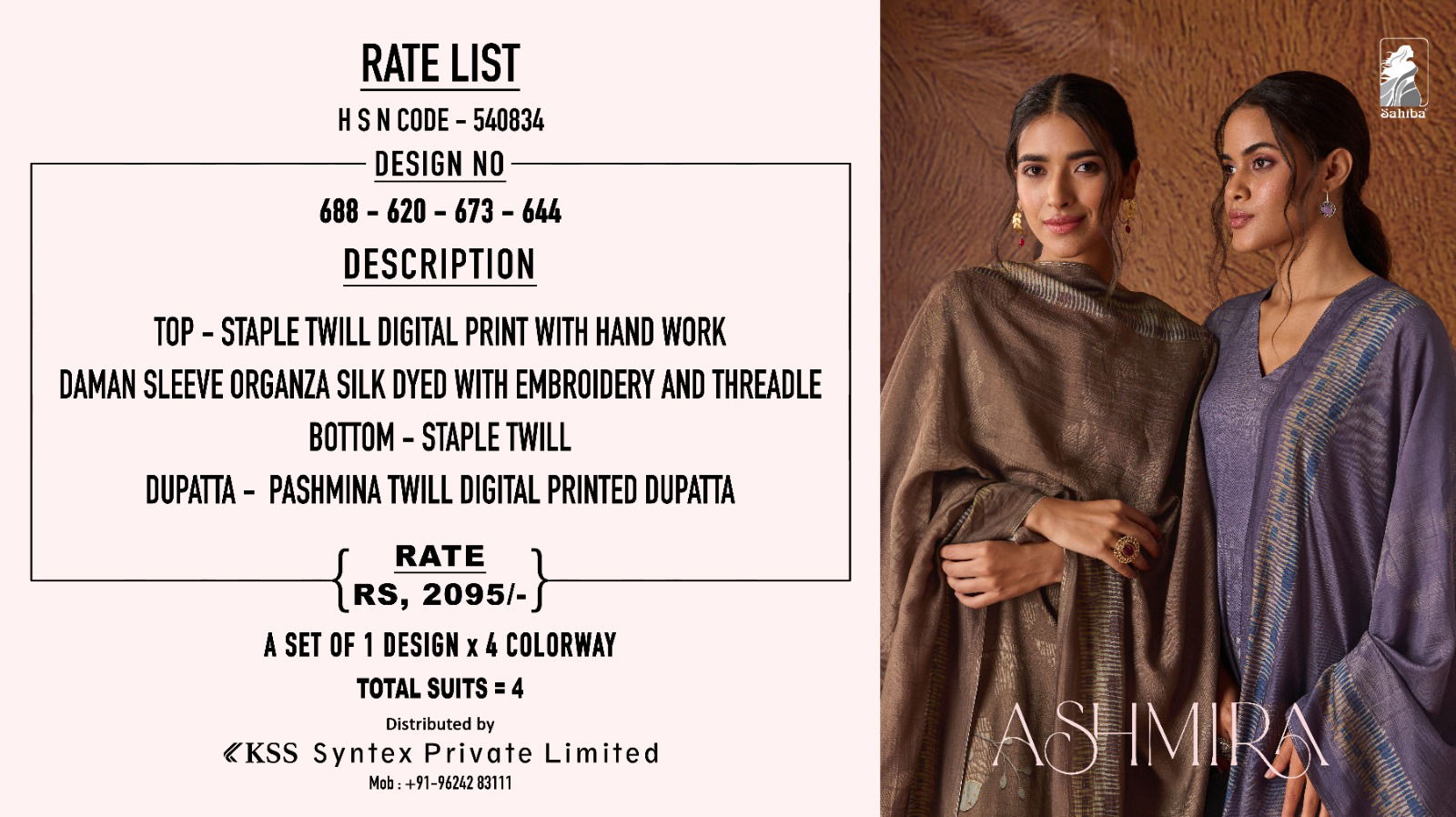 Ashmira By Sahiba Handwork Digital Printed Dress Material Wholesale Shop In Surat